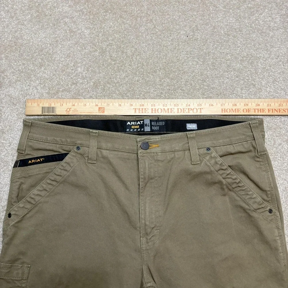 Ariat Rebar M4 Pants Mens 38x26.5 Khaki Relaxed Bootcut Work‎ Carpenter Utility